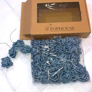 Approximately 40 New Ice Blue Artificial Roses